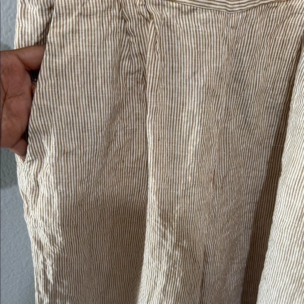 J. Crew striped Linen belted Jumpsuit with Spaghetti Straps and Wide-Leg Design